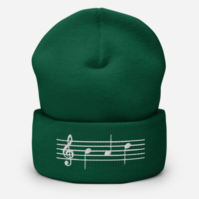 Cuffed Beanie BAD white G clef - Image 8